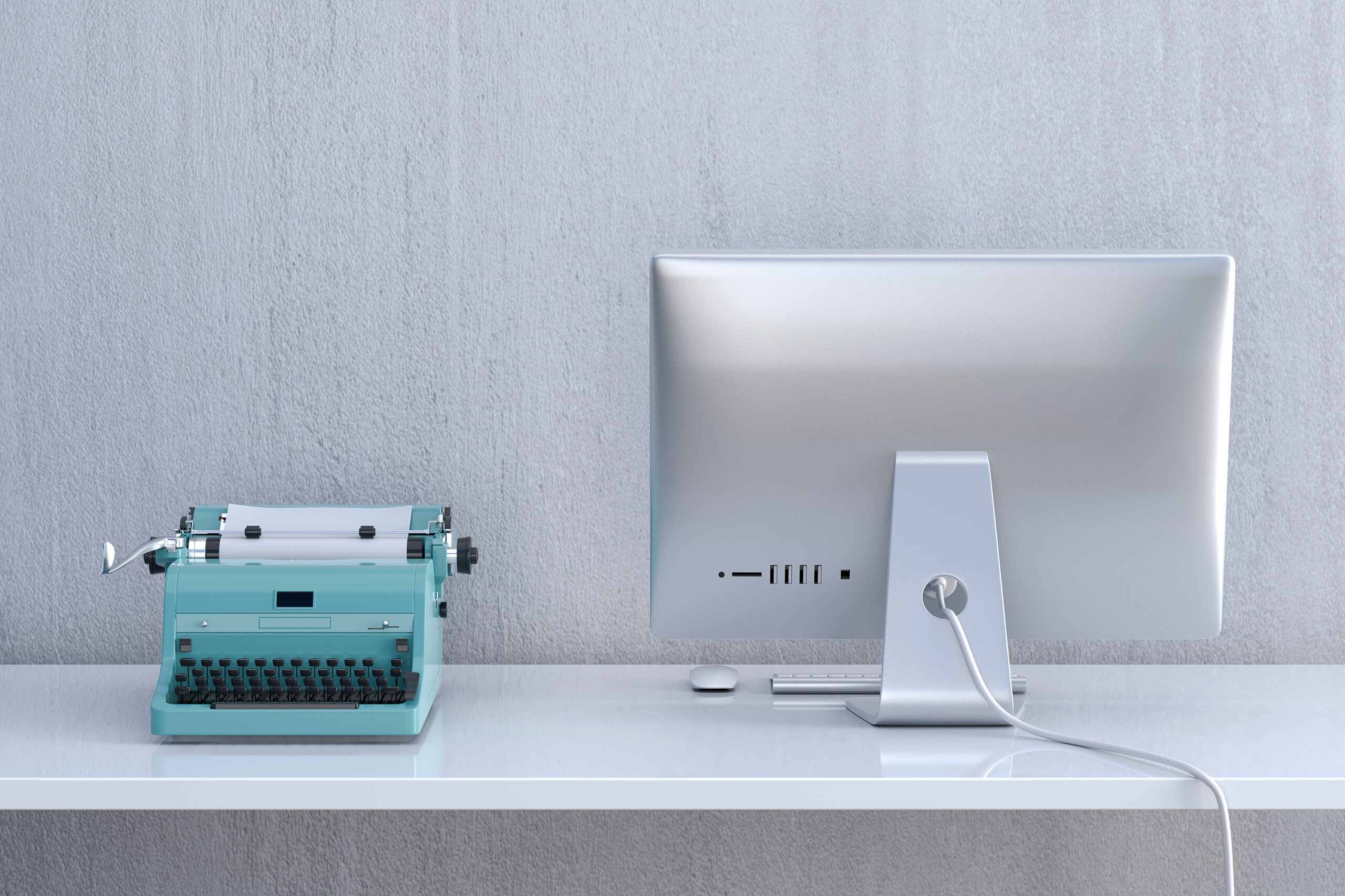 Transformation,Frome,Typewriter,To,Computer,Concept,3d,Renders